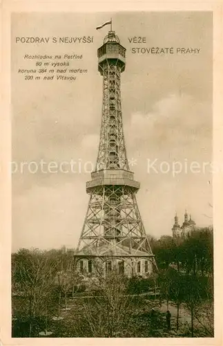 AK / Ansichtskarte Prag__Prahy_Prague Aussichtsturm a. d. Laurenziberg 