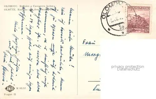 AK / Ansichtskarte Olmuetz_Olomouc_CZ Rathaus m. d. Caesarbrunnen 