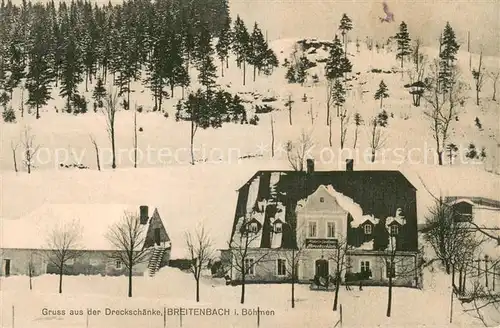 AK / Ansichtskarte Breitenbach_Boehmen_Potucky_CZ Gaststaette Dreckschaenke im Winter 