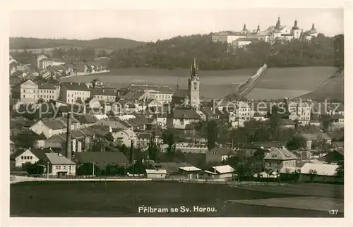 AK / Ansichtskarte Pribram_CZ Ansicht mit Kirche und Svata Hora Wallfahrtskirche 