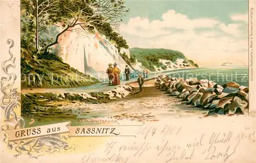 AK / Ansichtskarte Sassnitz_Ostseebad_Ruegen Uferpromenade Dutzauer Kuenstlerkarte Sassnitz_Ostseebad_Ruegen