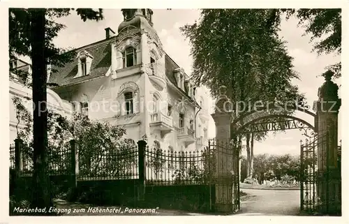 AK / Ansichtskarte Marienbad_Tschechien_Boehmen Eingang zum Hoehenhotel Panorama Marienbad_Tschechien