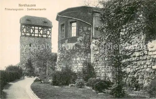 AK / Ansichtskarte Nordhausen__Thueringen Primariusgraben Stadtmauerpartie 