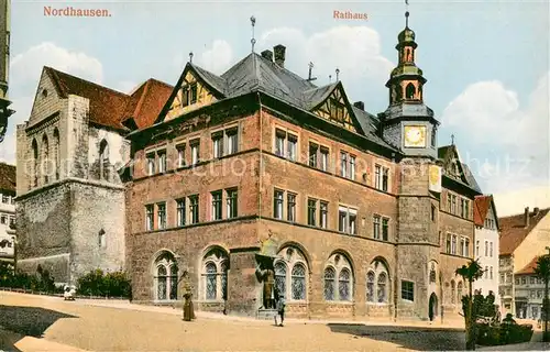 AK / Ansichtskarte Nordhausen__Thueringen Rathaus Aussenansicht m. Kutsche 