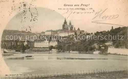 AK / Ansichtskarte Prag__Prahy_Prague Blick v. d. Franz Josefs Bruecke 