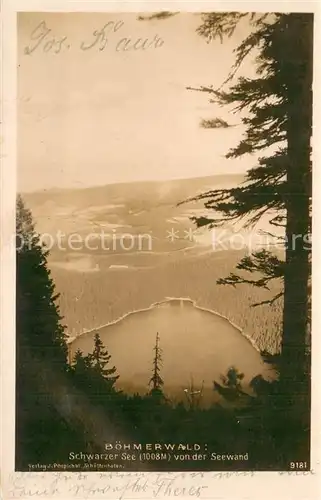 AK / Ansichtskarte Schwarzer_See_Boehmerwald_CZ Von oben gesehen 