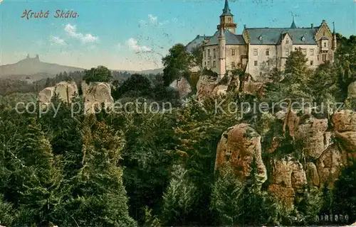 AK / Ansichtskarte Hruba_Skala_CZ Teilansicht m. Felsen 