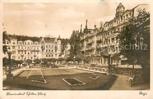 AK / Ansichtskarte Marienbad_Tschechien_Boehmen Platz Gruenanlage Feldpost Marienbad_Tschechien
