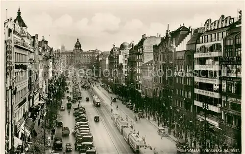 AK / Ansichtskarte Prag__Prahy_Prague Wenzelsplatz m. Strassenbahnen 