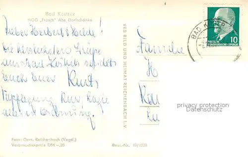 AK / Ansichtskarte Bad_Koestritz HOG Frosch Alte Dorfschaenke Fachwerkhaeuser Bad_Koestritz