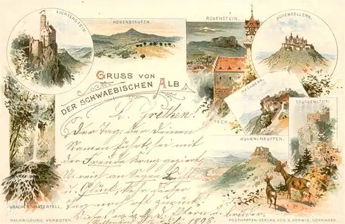 AK / Ansichtskarte Schwaebische_Alb Lichtenstein Hohenstaufen Rosenstein Hohenzollern Rechberg Reussenstein Hohen Neuffen Schwaebische Alb