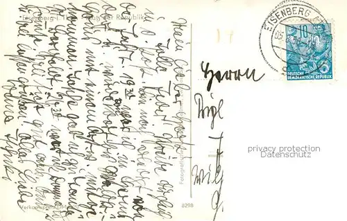 AK / Ansichtskarte Eisenberg_Thueringen Platz der Republik Fontaene Eisenberg Thueringen