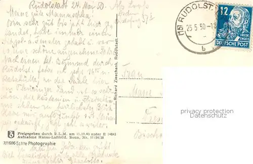 AK / Ansichtskarte Rudolstadt Fliegeraufnahme mit Schloss Rudolstadt