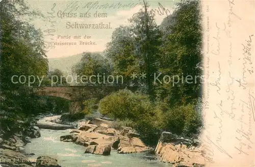 AK / Ansichtskarte Schwarzatal Partie mit der steinernen Bruecke Schwarzatal