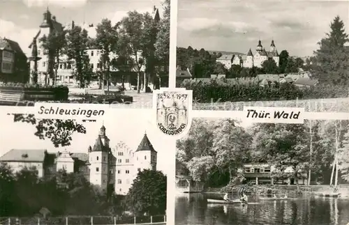 AK / Ansichtskarte Schleusingen Teilansichten Schloss Weiher Schleusingen