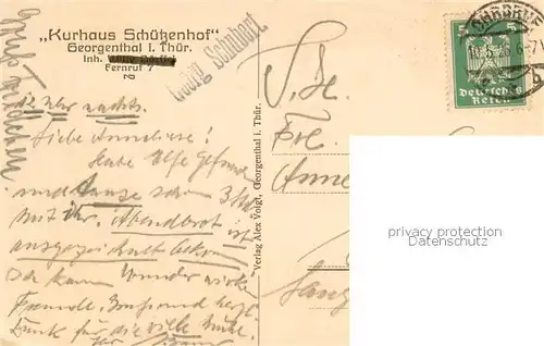 AK / Ansichtskarte Georgenthal_Gotha Kurhaus Schuetzenhof am Hammerteich Georgenthal Gotha