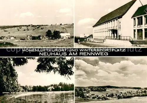 AK / Ansichtskarte Neuhaus_Rennweg Jugendherbergskomplex Polytech Oberschule Postamt Waldbad im Bernhardstal Panorama Neuhaus Rennweg