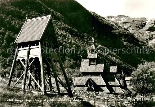 AK / Ansichtskarte Sogn_Norge Borgund gamle stavkirke og klockketarn 