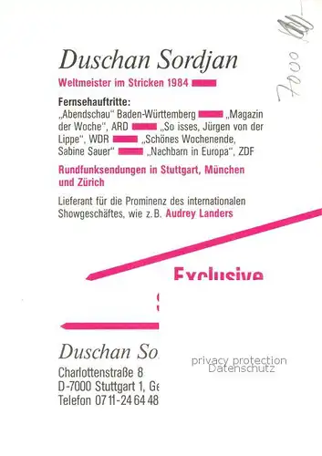 AK / Ansichtskarte Stuttgart Duschan Sordjan Portrait Weltmeister im Stricken 1984 Stuttgart