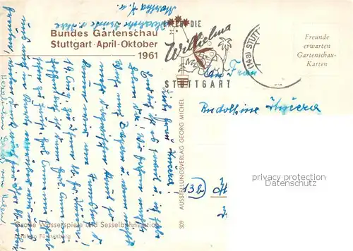 AK / Ansichtskarte Stuttgart BUGA 1961 Fontaene Stuttgart