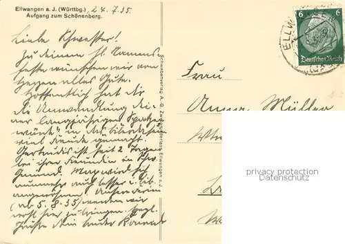 AK / Ansichtskarte Ellwangen_Jagst Aufgang zum Schoenenberg Ellwangen_Jagst