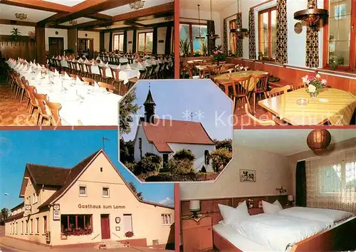 AK / Ansichtskarte Schrezheim Gasthaus Lamm Speisesaal Gaststube Kapelle Gastzimmer Schrezheim