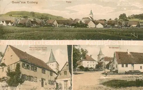 AK / Ansichtskarte Erzberg_Steiermark_AT Ortsansicht mit Kirche Dorfstrasse Gasthaus zur Krone 