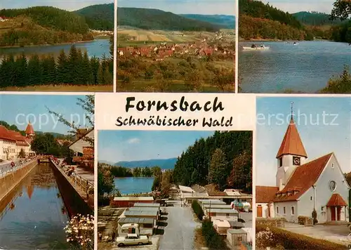 AK / Ansichtskarte Fornsbach Panorama Teilansichten Kanal Seepartie Kirche Fornsbach