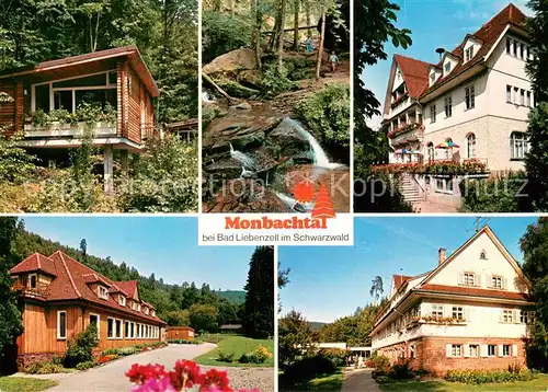 AK / Ansichtskarte Bad_Liebenzell Ferienhaeuser Saalbau Monbachschlucht Gaestehaus Bibelheim und Cafe Bad_Liebenzell