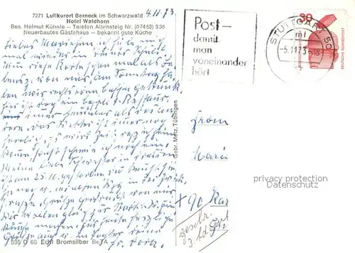 AK / Ansichtskarte Berneck_Altensteig Gasthof Waldhorn Gaststube Panorama Details Berneck_Altensteig