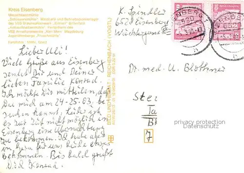 AK / Ansichtskarte Eisenberg_Thueringen Meuschkensmuehle Schloessermuehle Amtsschreibermuehle Jugendherberge Froschmuehle Eisenberg Thueringen