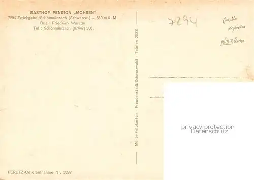 AK / Ansichtskarte Schoenmuenzach Gasthof Pension Mohren Gastraeume Schoenmuenzach