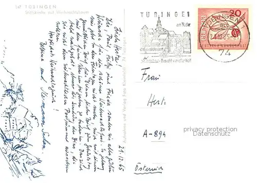 AK / Ansichtskarte Tuebingen Stadtkirche mit Weihnachtsbaum Tuebingen