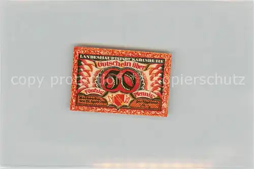 AK / Ansichtskarte Karlsruhe_Baden 50 Pfennig Schein Karlsruhe_Baden