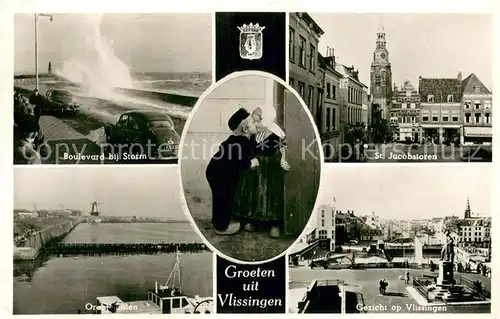 AK / Ansichtskarte Vlissingen Boulevard bij Storm St Jakobstoren Oranjemolen Gezicht op Vlissingen Vlissingen