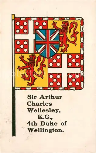 AK / Ansichtskarte Wellington__UK_Somerset Flag Sir Arthur Charles Wellesley K. G. 4th Duke of Wellington 