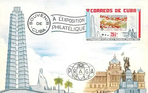 AK / Ansichtskarte Prag__Prahy_Prague Souvenier de Cuba A L Exposition Philatelique 