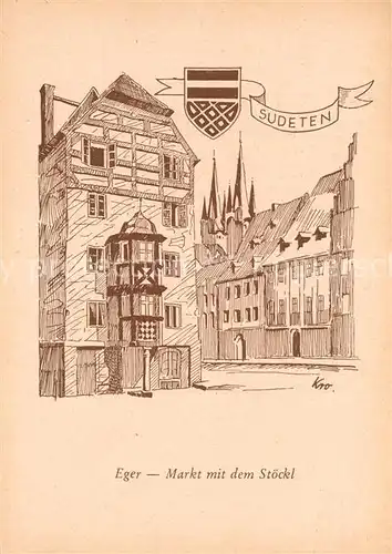AK / Ansichtskarte Eger__Cheb_Tschechien Markt m. d. Stoeckl Kuenstlerkate Kro. 