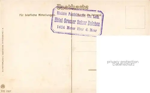 AK / Ansichtskarte Grosser_Belchen_Grand_Ballon_Vogesen_68 Hotel Grosser Belchen 