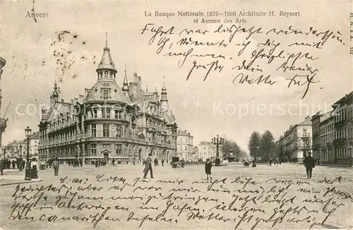 AK / Ansichtskarte Anvers_Antwerpen La Banque Nationale et Avenue des Arts Anvers Antwerpen