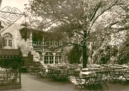 AK / Ansichtskarte Rudelsburg Im Burghof Terrasse  Rudelsburg