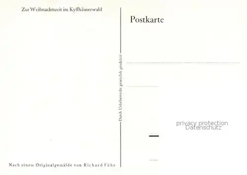 AK / Ansichtskarte Kyffhaeuser Weihnachtszeit Kyffhaeuserwald Schnee Kuenstlerkarte R. Fuehr Kyffhaeuser