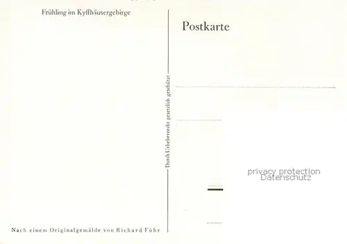 AK / Ansichtskarte Kyffhaeuser Fruehling im Kyffhaeusergebirge Kuenstlerkarte R. Fuehr Kyffhaeuser