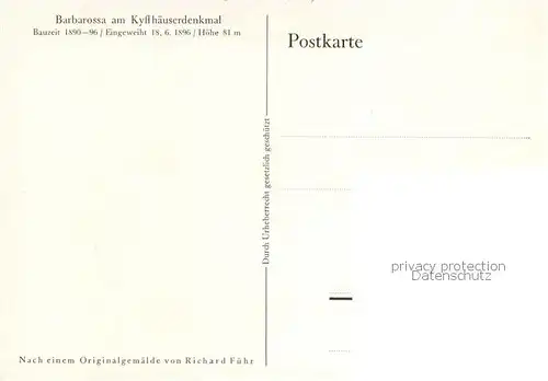 AK / Ansichtskarte Kyffhaeuserdenkmal Barbarossa am Kyffhaeuserdenkmal Kuenstlerkarte R. Fuehr Kyffhaeuserdenkmal