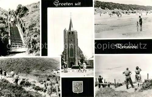 AK / Ansichtskarte Renesse_aan_Zee_NL Treppenaufgang Kirche Strandpartien 