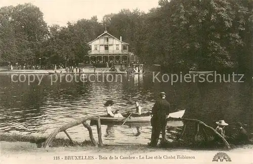 AK / Ansichtskarte Bruxelles_Bruessel Bois de la Cambre Le Lac et le Chalet Robinson Bruxelles_Bruessel