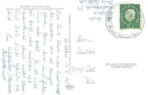 AK / Ansichtskarte Wildbad_Schwarzwald Partie beim Eberhardsbad und Katharinenstift Wildbad_Schwarzwald