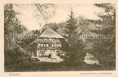 AK / Ansichtskarte Karlsruhe_Baden Schwarzwaldhaus im Stadtgarten Feldpost Karlsruhe_Baden