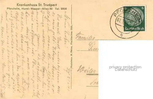 AK / Ansichtskarte Pforzheim Krankenhaus St Trudpert Horst Wessel Allee Pforzheim