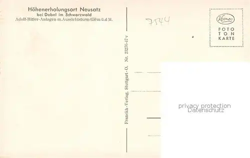 AK / Ansichtskarte Neusatz_Bad_Herrenalb Adolf Hitler Anlagen mit Aussichtsturm Neusatz_Bad_Herrenalb